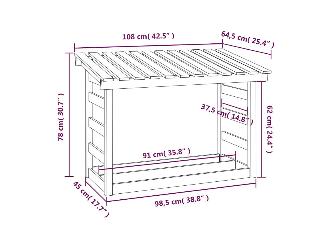 Xarlen  Support pour bois de chauffage Blanc 108x64,5x78 cm Bois de pin