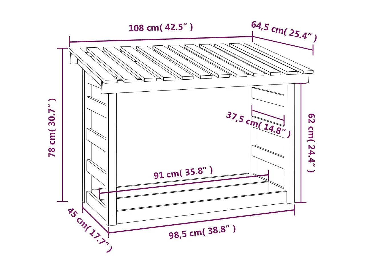 Xarlen  Support pour bois de chauffage Blanc 108x64,5x78 cm Bois de pin