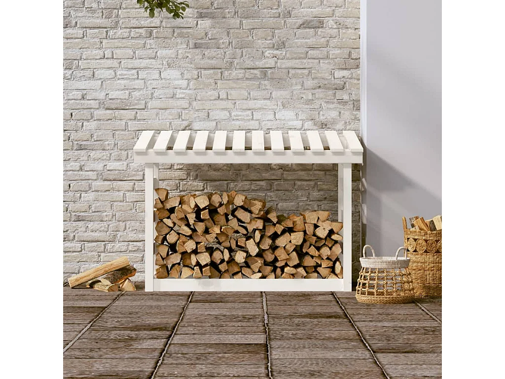 Xarlen  Portalegna Bianco 108x64,5x78 cm in Legno Massello di Pino