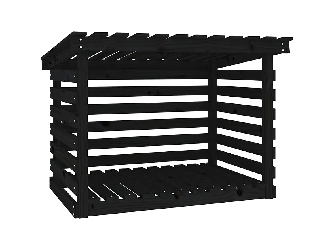 Jaredon  Kaminholzregal Schwarz 108x73x79 cm Massivholz Kiefer