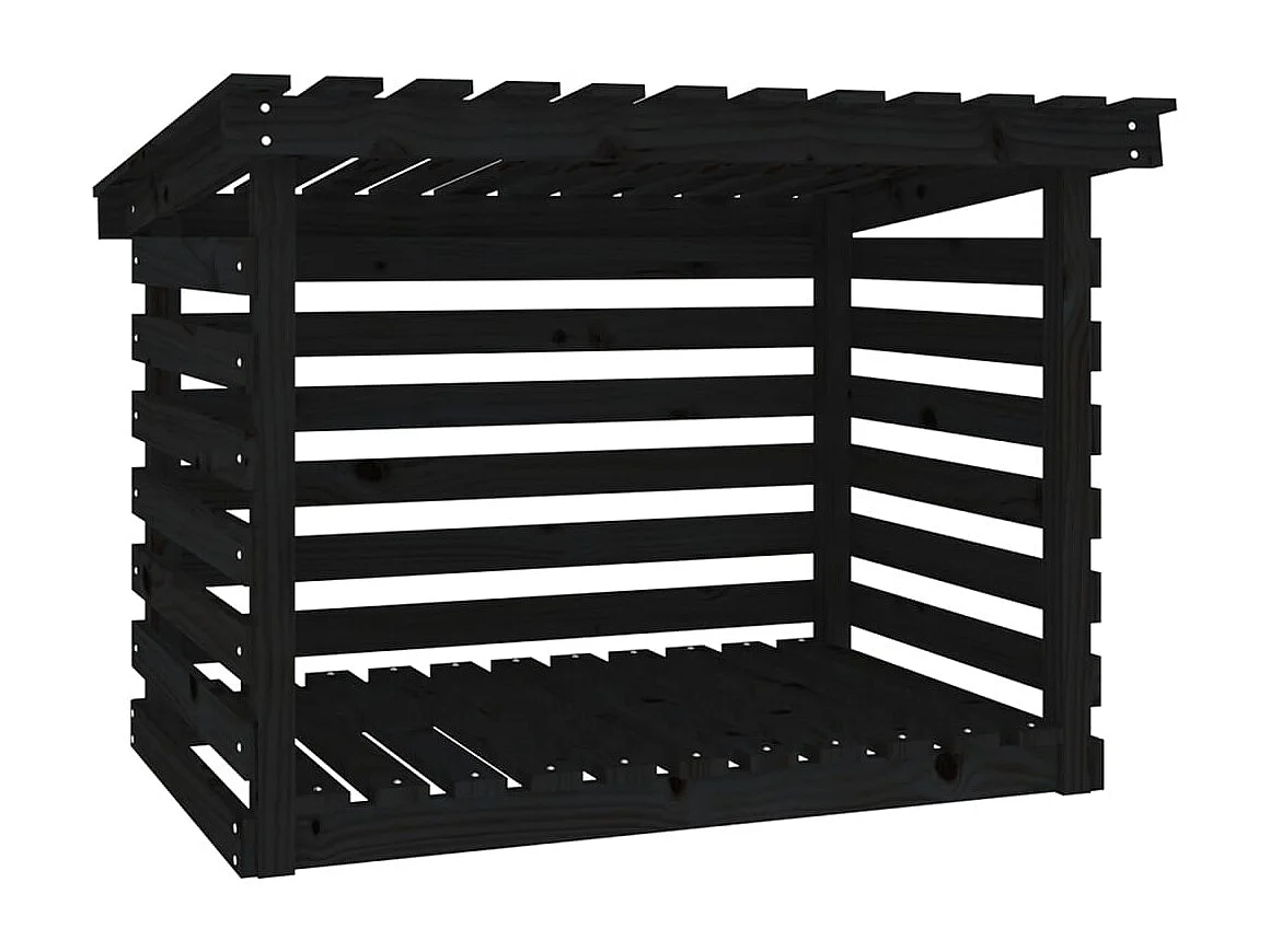 Jaredon  Kaminholzregal Schwarz 108x73x79 cm Massivholz Kiefer