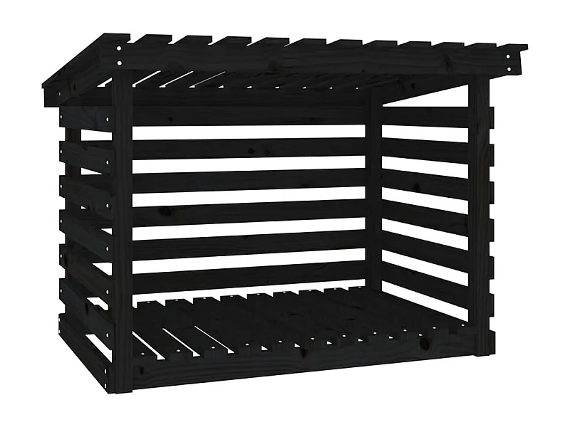 Jaredon  Kaminholzregal Schwarz 108x73x79 cm Massivholz Kiefer