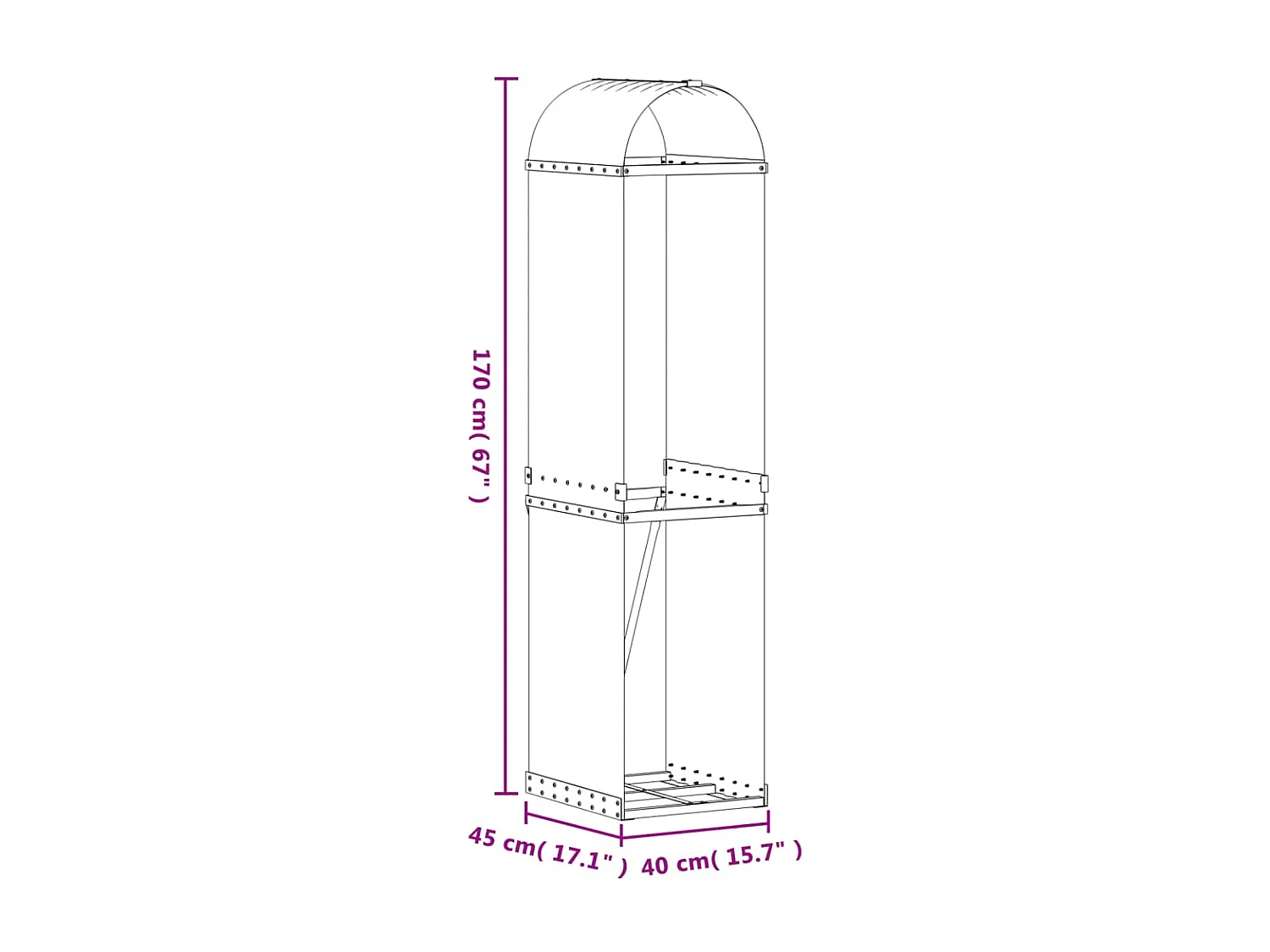 Jilles  Kaminholzunterstand Braun 40x45x170 cm Verzinkter Stahl