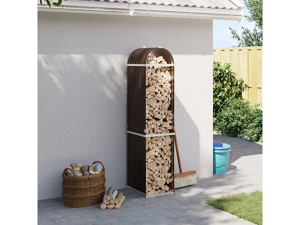 Jilles  Porte-bûches marron 40x45x170 cm acier galvanisé