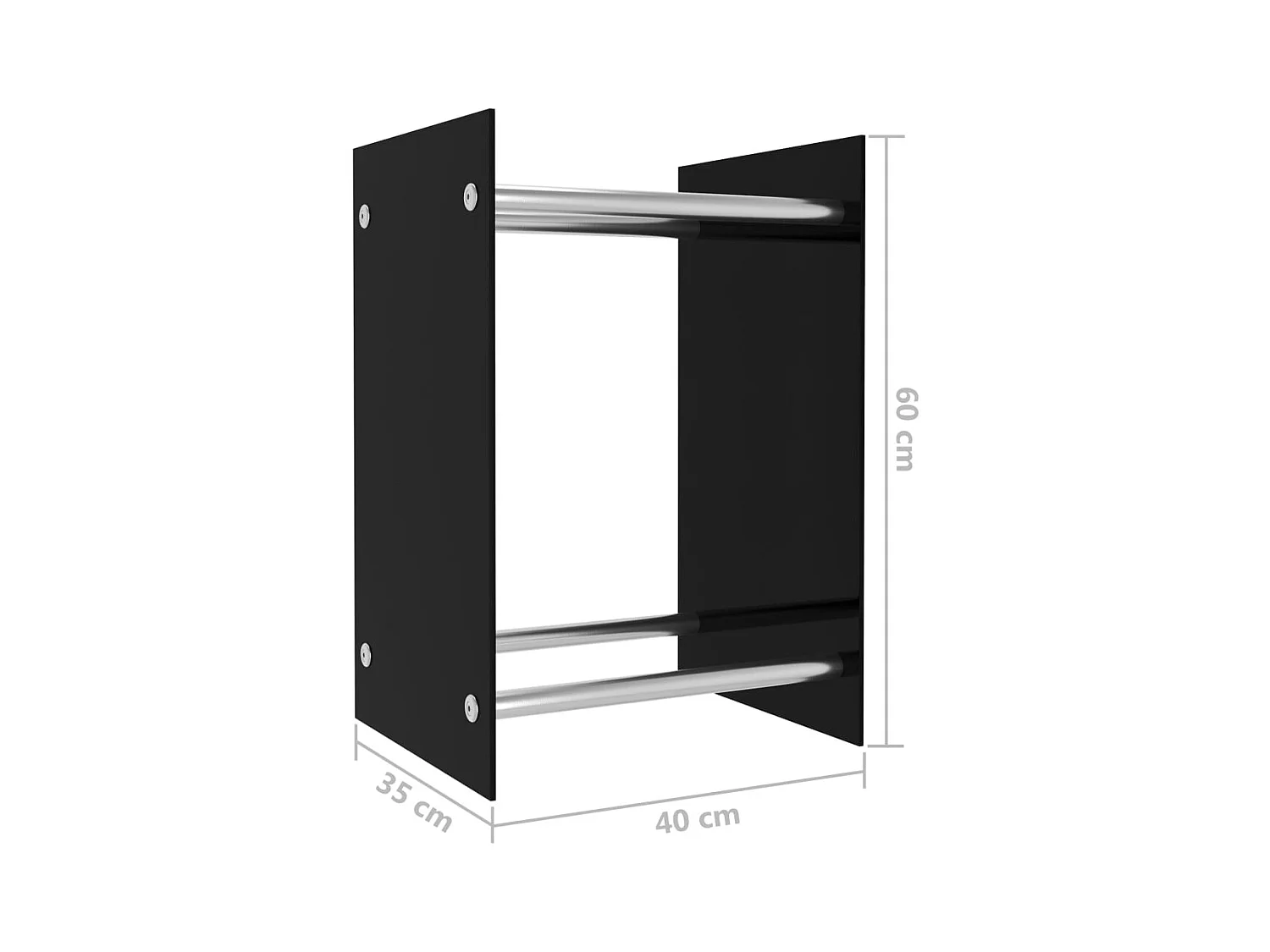 Louis-Étienne-Luc  Porta Legna Nero 40x35x60 cm in Vetro