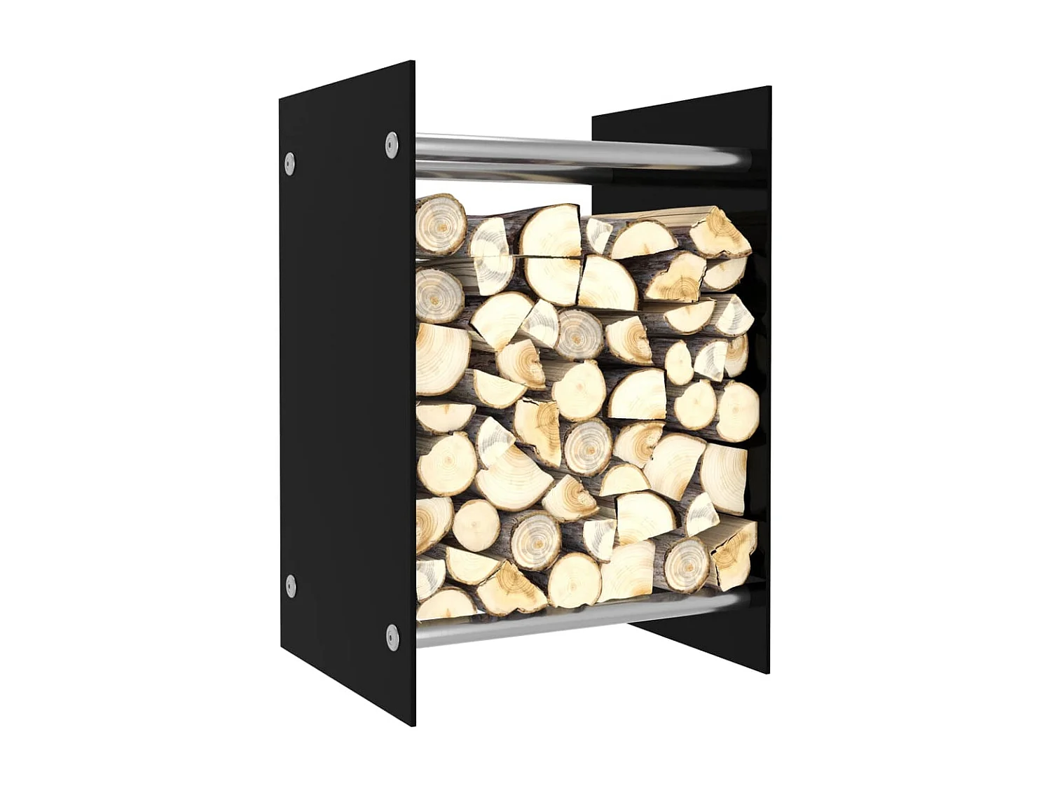 Louis-Étienne-Luc  Portant de bois de chauffage Noir 40x35x60 cm Verre