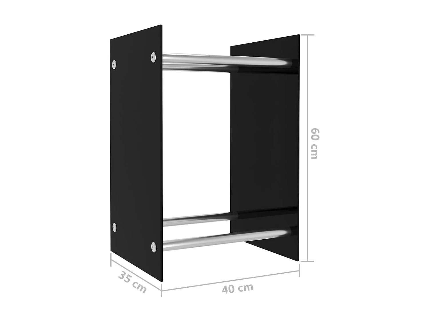 Louis-Étienne-Luc  Portant de bois de chauffage Noir 40x35x60 cm Verre