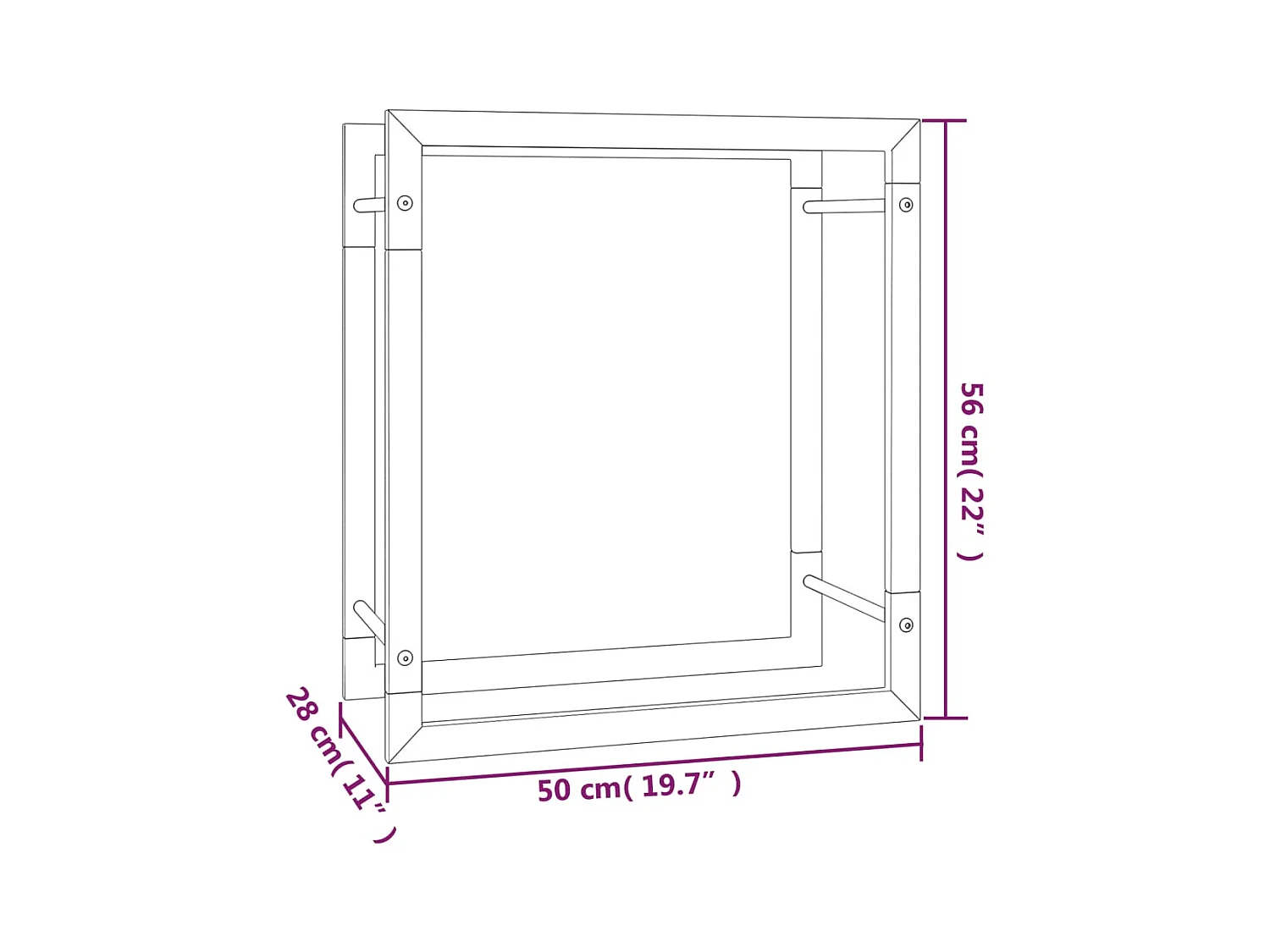 Nichelino  Portant de bois de chauffage Noir mat 50x28x56 cm Acier