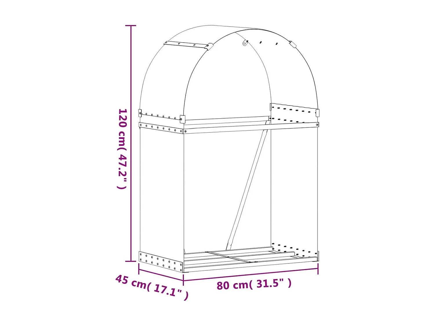 Jilles  Kaminholzunterstand Braun 80x45x120 cm Verzinkter Stahl