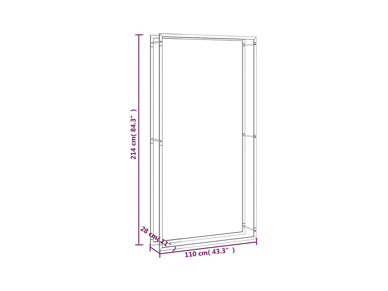 Nichelino  Brennholzregal Mattschwarz 110x28x214 cm Stahl
