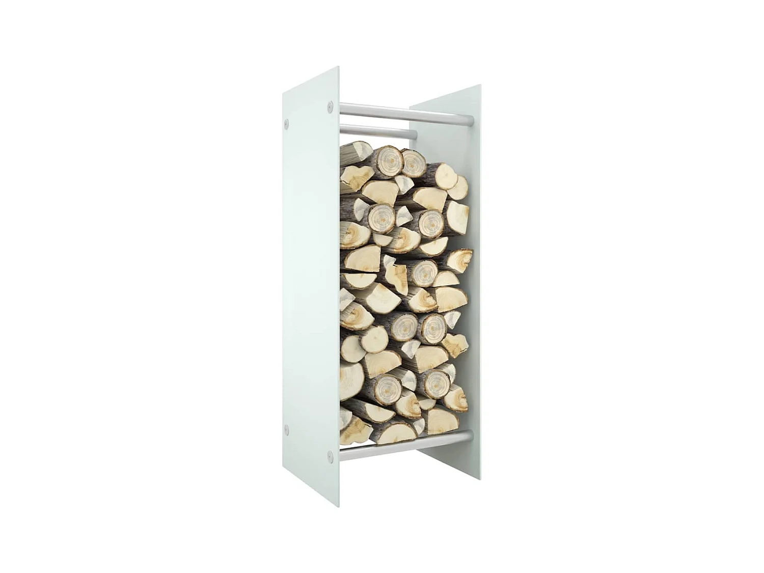 Olland  Brennholzregal Weiß 40x35x100 cm Hartglas