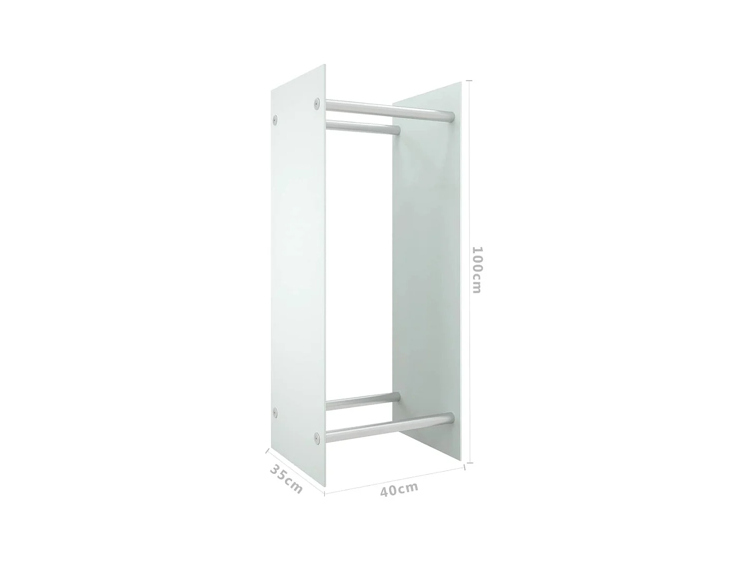 Olland  Brennholzregal Weiß 40x35x100 cm Hartglas