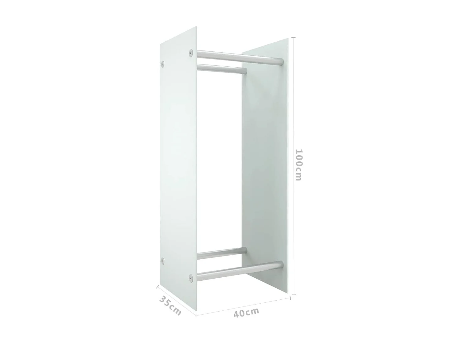 Olland  Brennholzregal Weiß 40x35x100 cm Hartglas