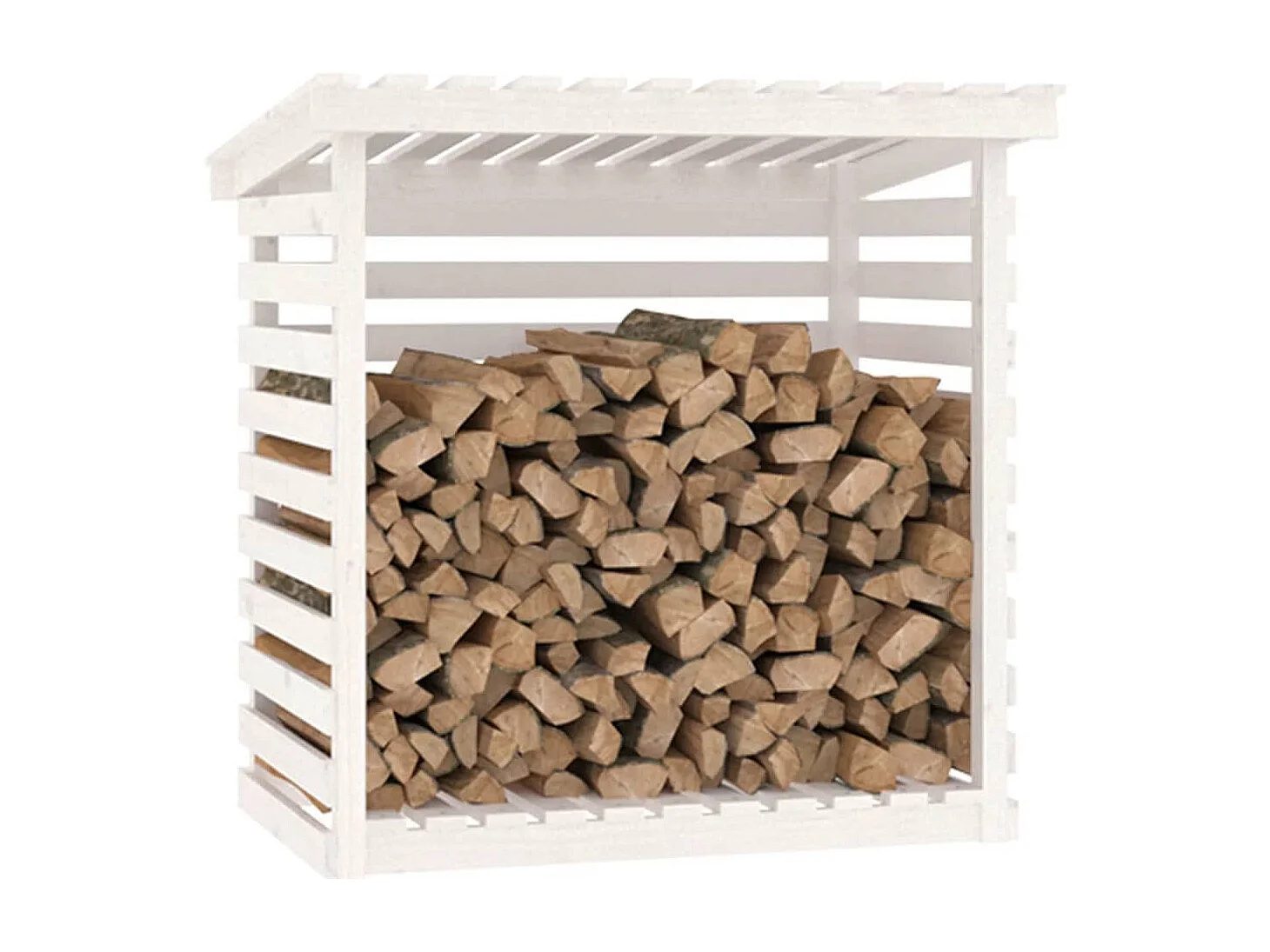 Jaredon  Kaminholzregal Weiß 108x73x108 cm Massivholz Kiefer