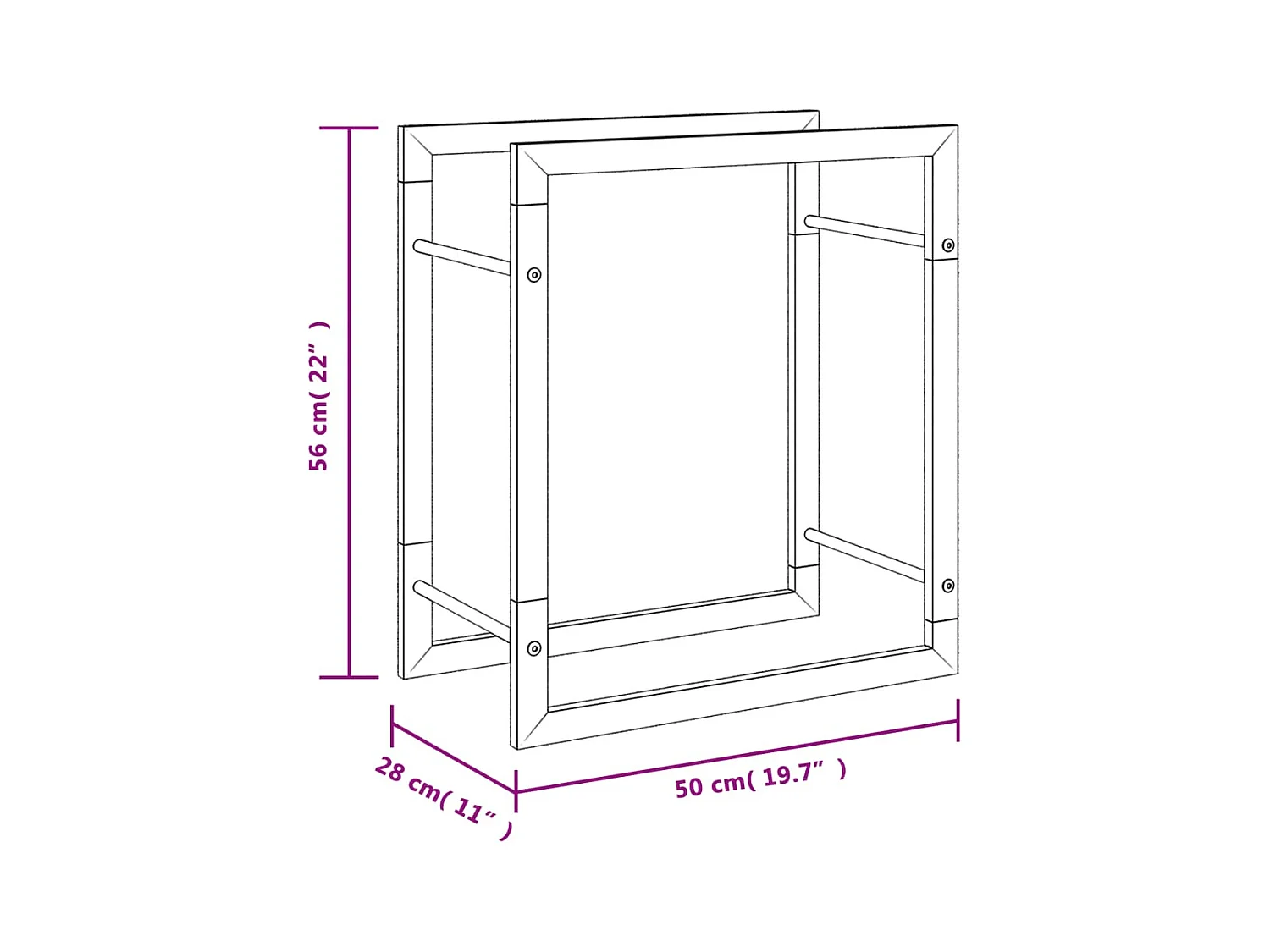 Nichelino  Portant de bois de chauffage 50x28x56 cm acier inoxydable