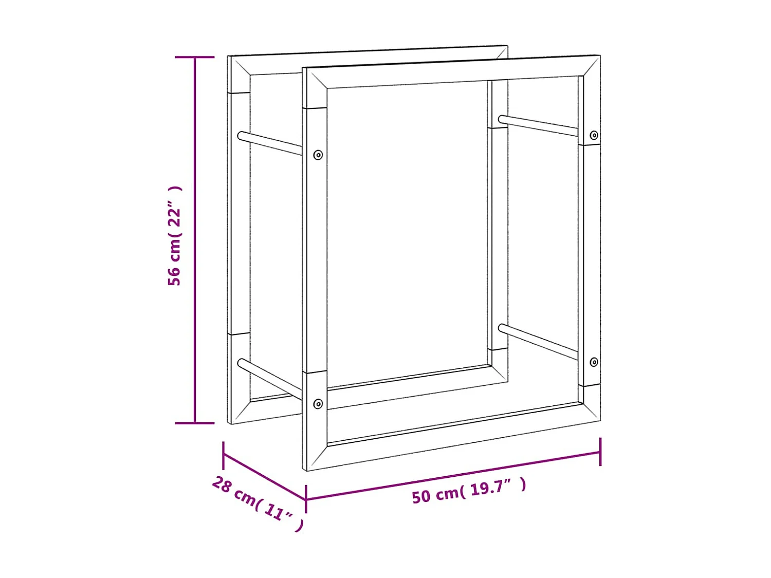 Nichelino  Portalegna 50x28x56 cm in Acciaio Inossidabile