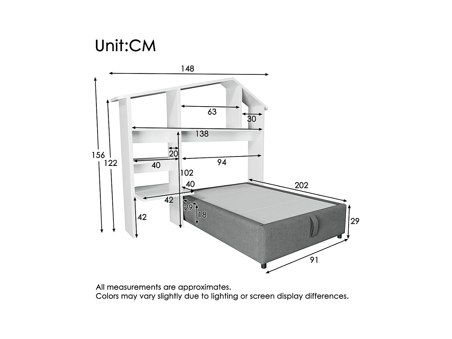 Lit coffre enfant 90x200 cm bibliothèque blanche rangement hydraulique USB-C simple gris sommier lattes draps sans matelas