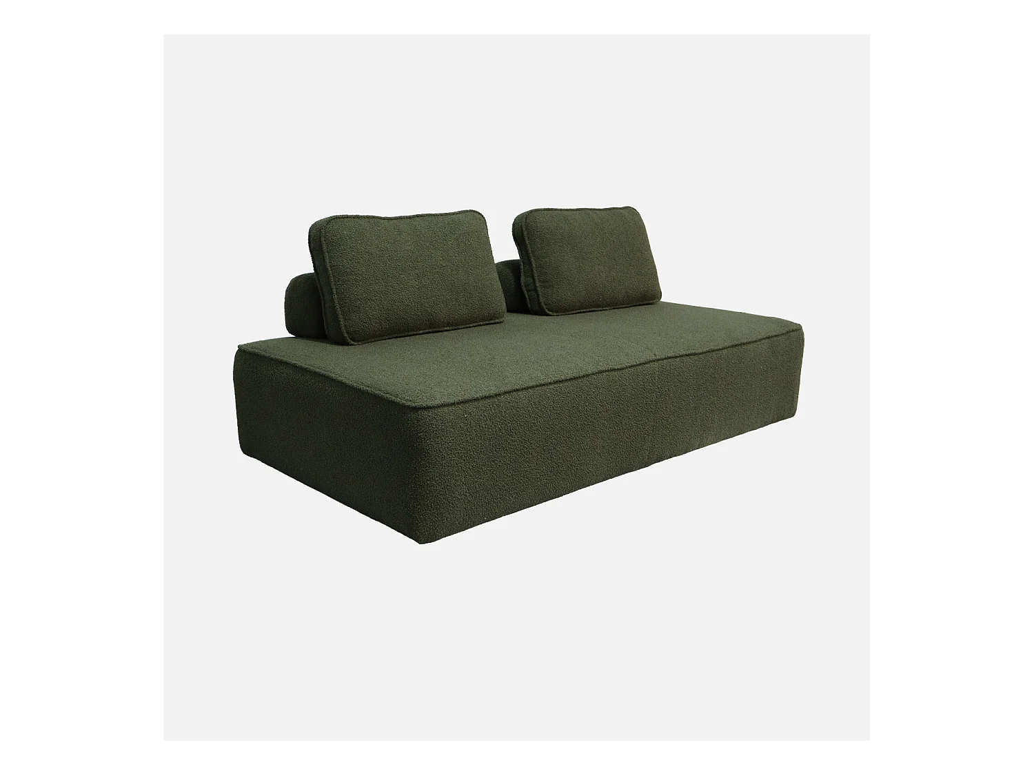 Chauffeuse pour canapé modulable tissu bouclette kaki 2 places Bao. L 180 x P 90 x H 74cm