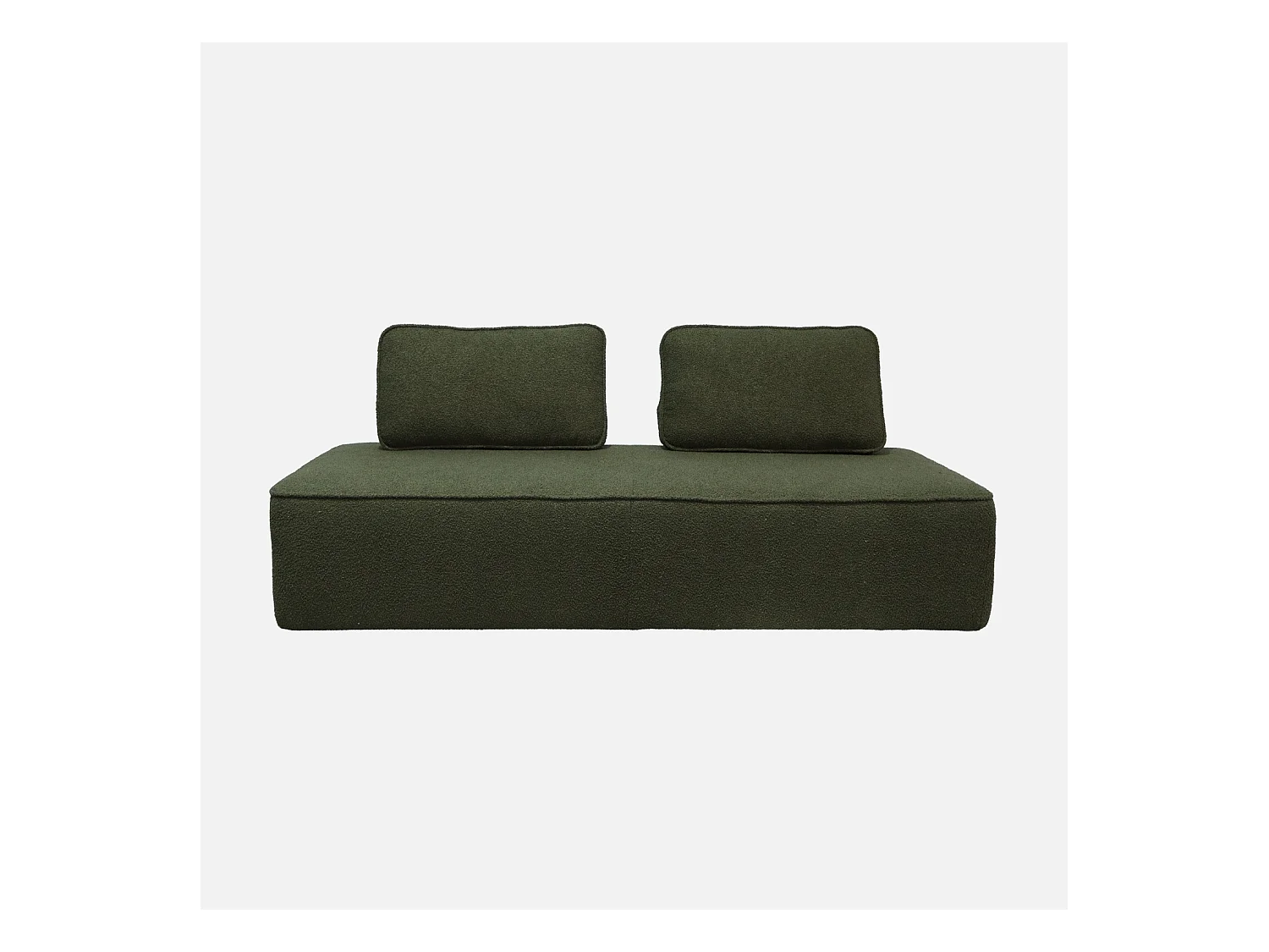 Chauffeuse pour canapé modulable tissu bouclette kaki 2 places Bao. L 180 x P 90 x H 74cm