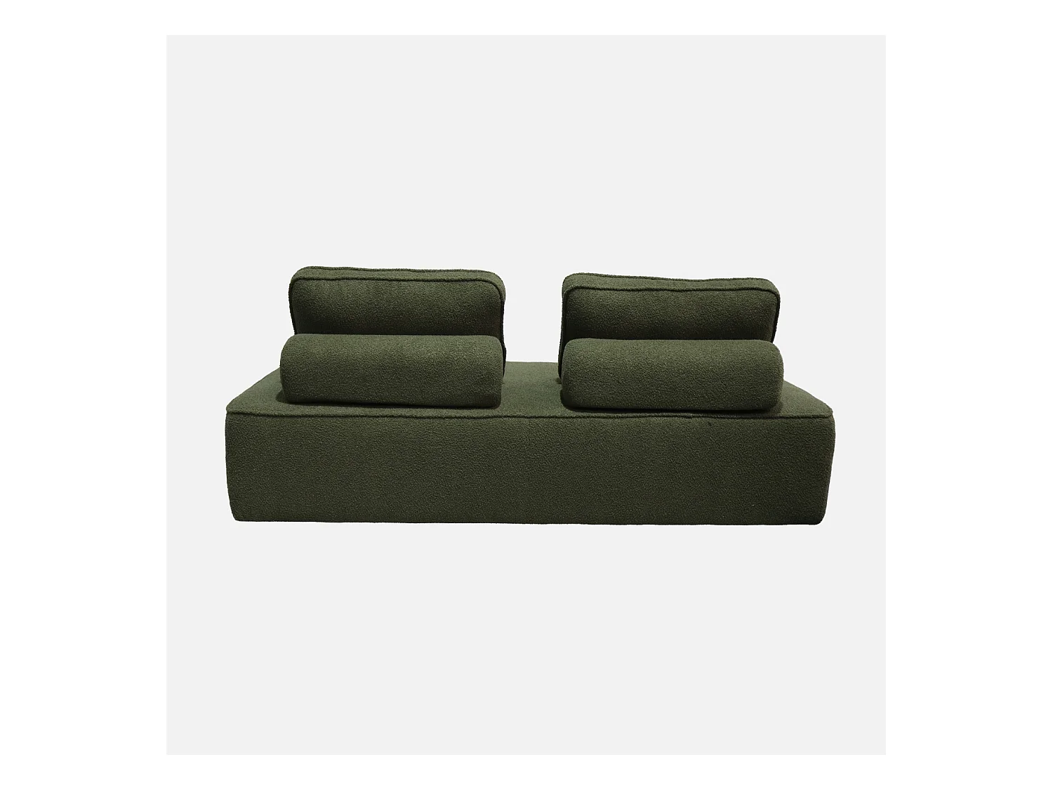 Chauffeuse pour canapé modulable tissu bouclette kaki 2 places Bao. L 180 x P 90 x H 74cm