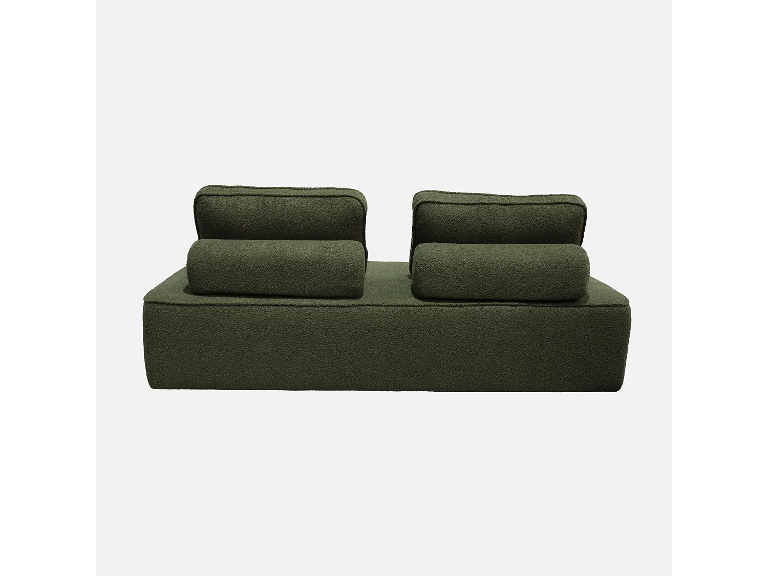 Chauffeuse pour canapé modulable tissu bouclette kaki 2 places Bao. L 180 x P 90 x H 74cm