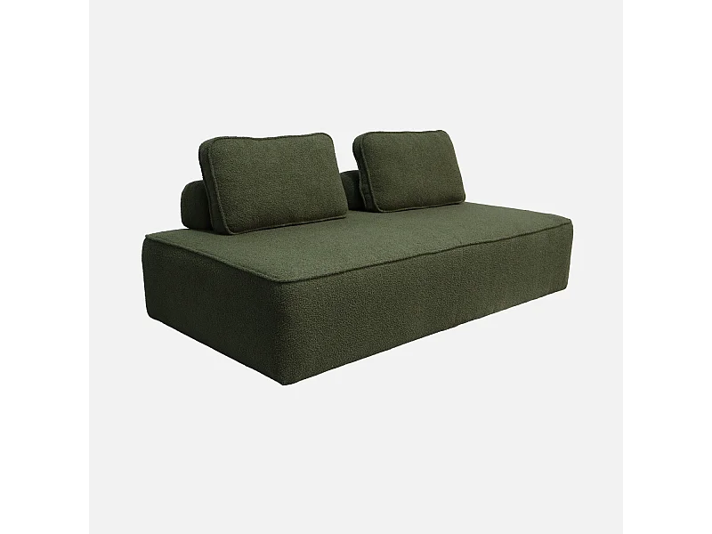 Poltrona per divano modulare bouclé 2 posti, verde kaki