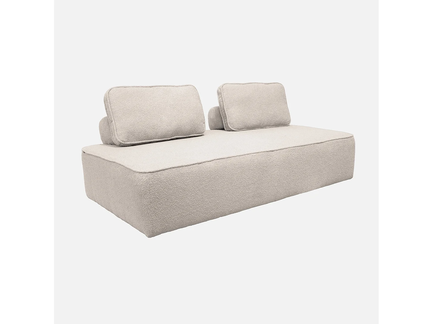 Chauffeuse pour canapé modulable tissu bouclette beige 2 places Bao. L 180 x P 90 x H 74cm