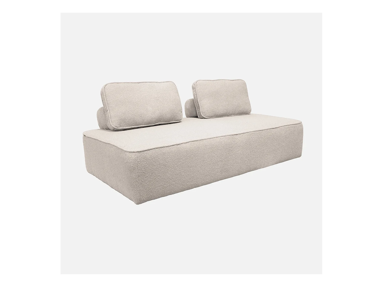 Chauffeuse pour canapé modulable tissu bouclette beige 2 places Bao. L 180 x P 90 x H 74cm