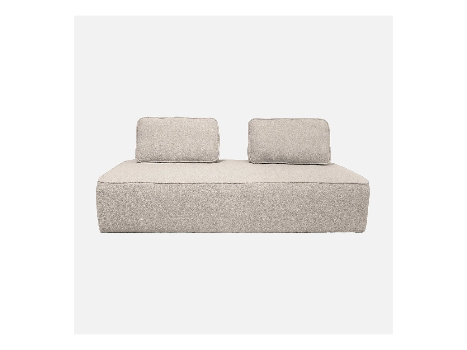 Chauffeuse pour canapé modulable tissu bouclette beige 2 places Bao. L 180 x P 90 x H 74cm