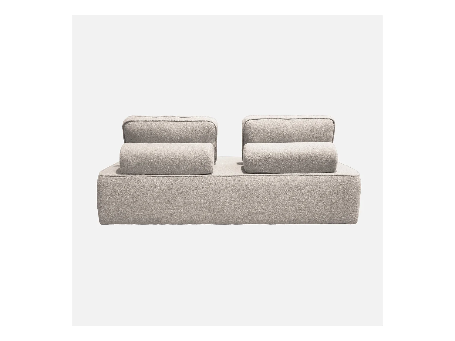 Chauffeuse pour canapé modulable tissu bouclette beige 2 places Bao. L 180 x P 90 x H 74cm