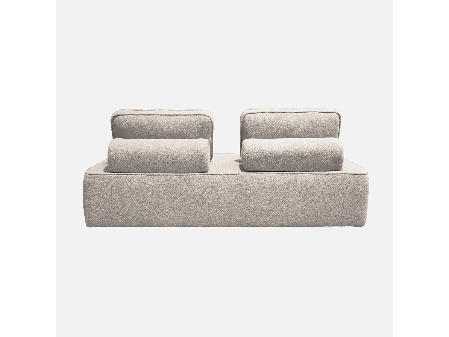 Chauffeuse pour canapé modulable tissu bouclette beige 2 places Bao. L 180 x P 90 x H 74cm