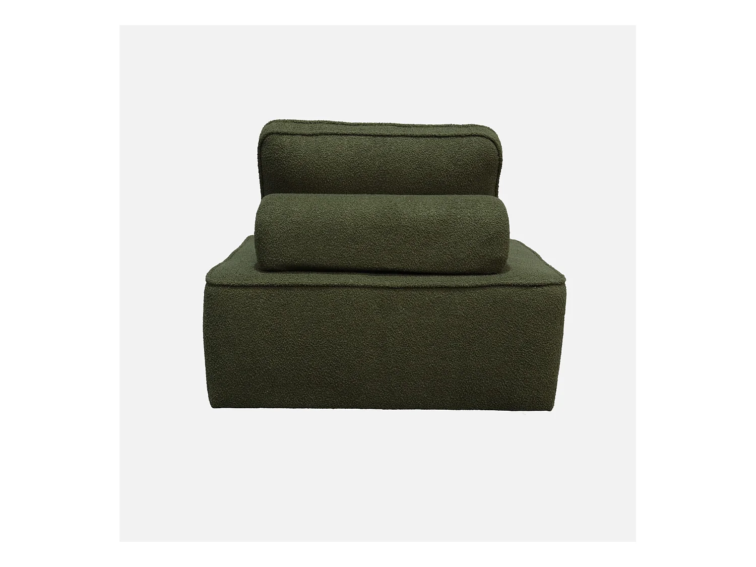 Poltrona per divano modulare in bouclé, 1 posto , verde kaki