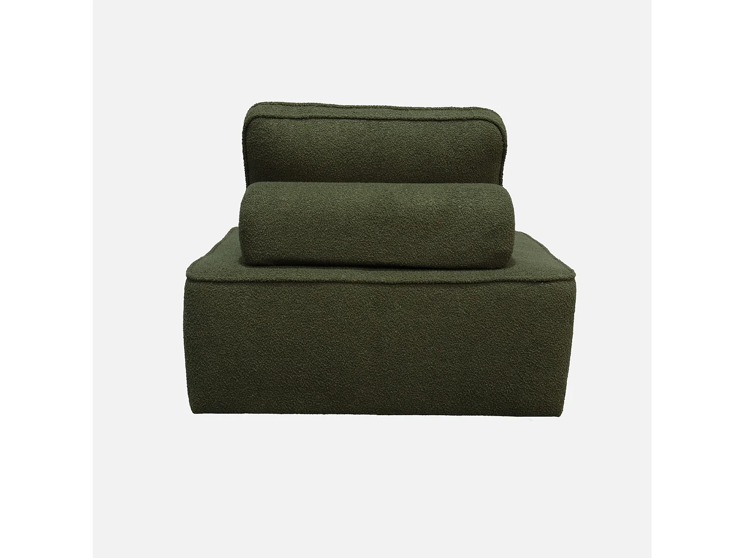 Chauffeuse pour canapé modulable tissu bouclette kaki 1 place Bao. L 90 x P 90 x H 74cm