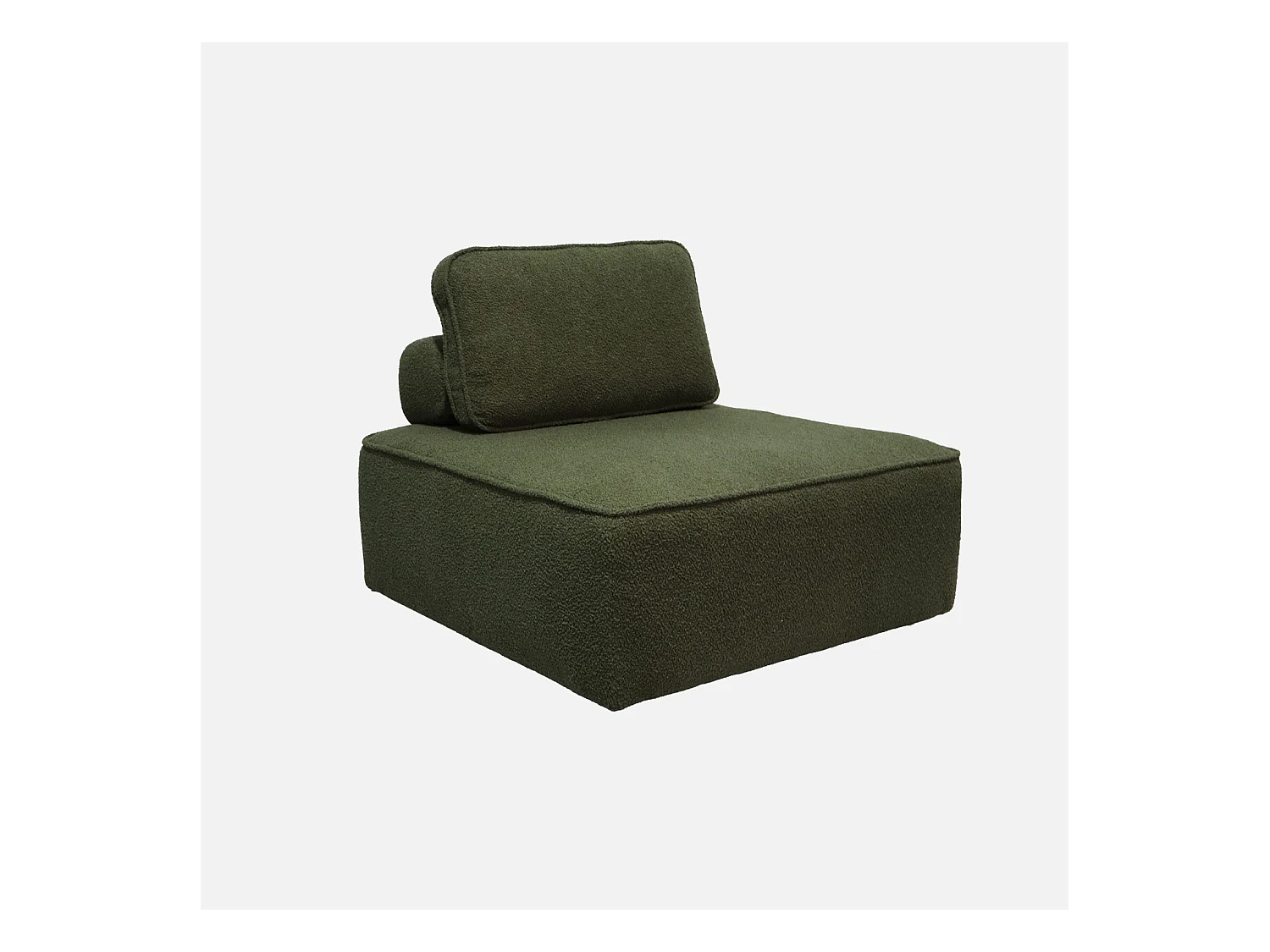 Chauffeuse pour canapé modulable tissu bouclette kaki 1 place Bao. L 90 x P 90 x H 74cm