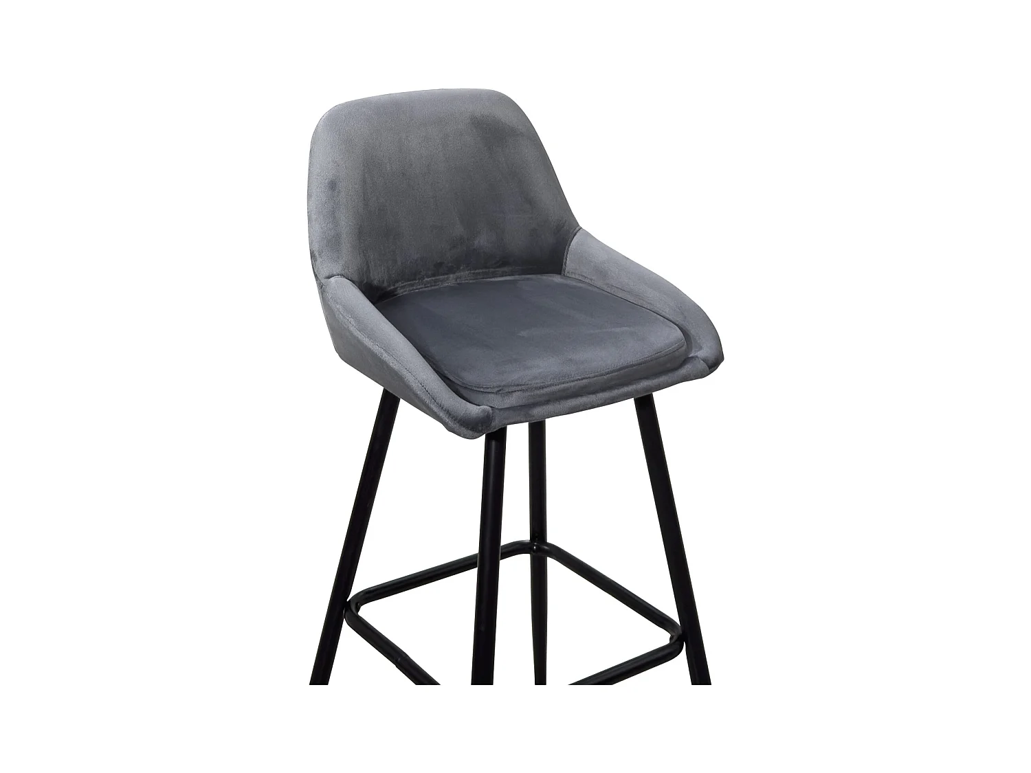 Taburetes de bar de terciopelo, lote de 2, patas de metal negro, altura del asiento 68 cm, MIRA (Gris)