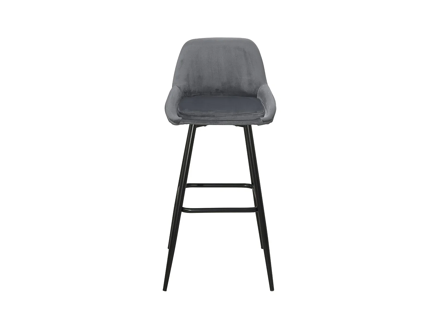 Taburetes de bar de terciopelo, lote de 2, patas de metal negro, altura del asiento 68 cm, MIRA (Gris)