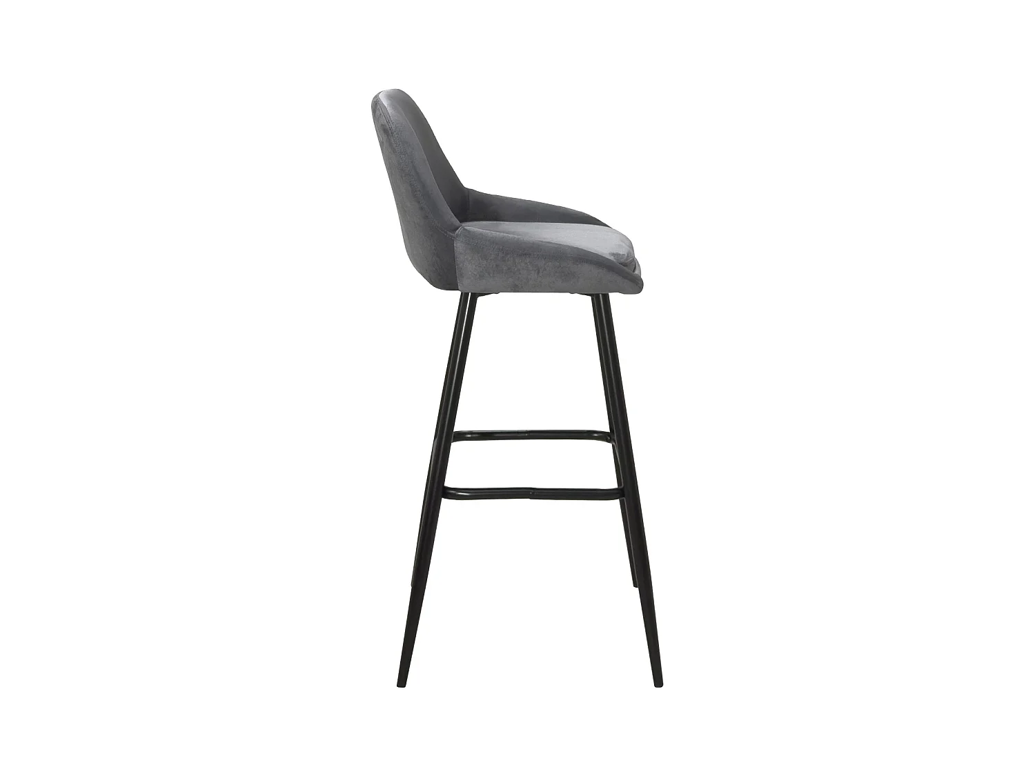 Taburetes de bar de terciopelo, lote de 2, patas de metal negro, altura del asiento 68 cm, MIRA (Gris)