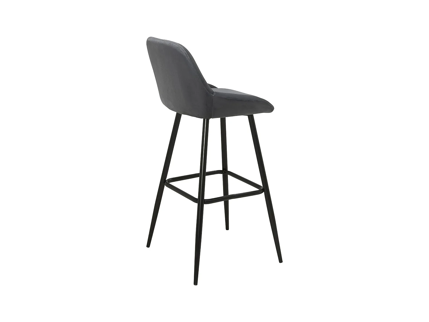 Taburetes de bar de terciopelo, lote de 2, patas de metal negro, altura del asiento 68 cm, MIRA (Gris)