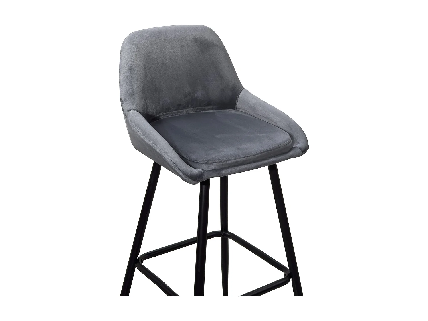 Tabourets de bar velours, lot de 2, pieds métal noir, hauteur d'assise 68 cm, MIRA (gris)
