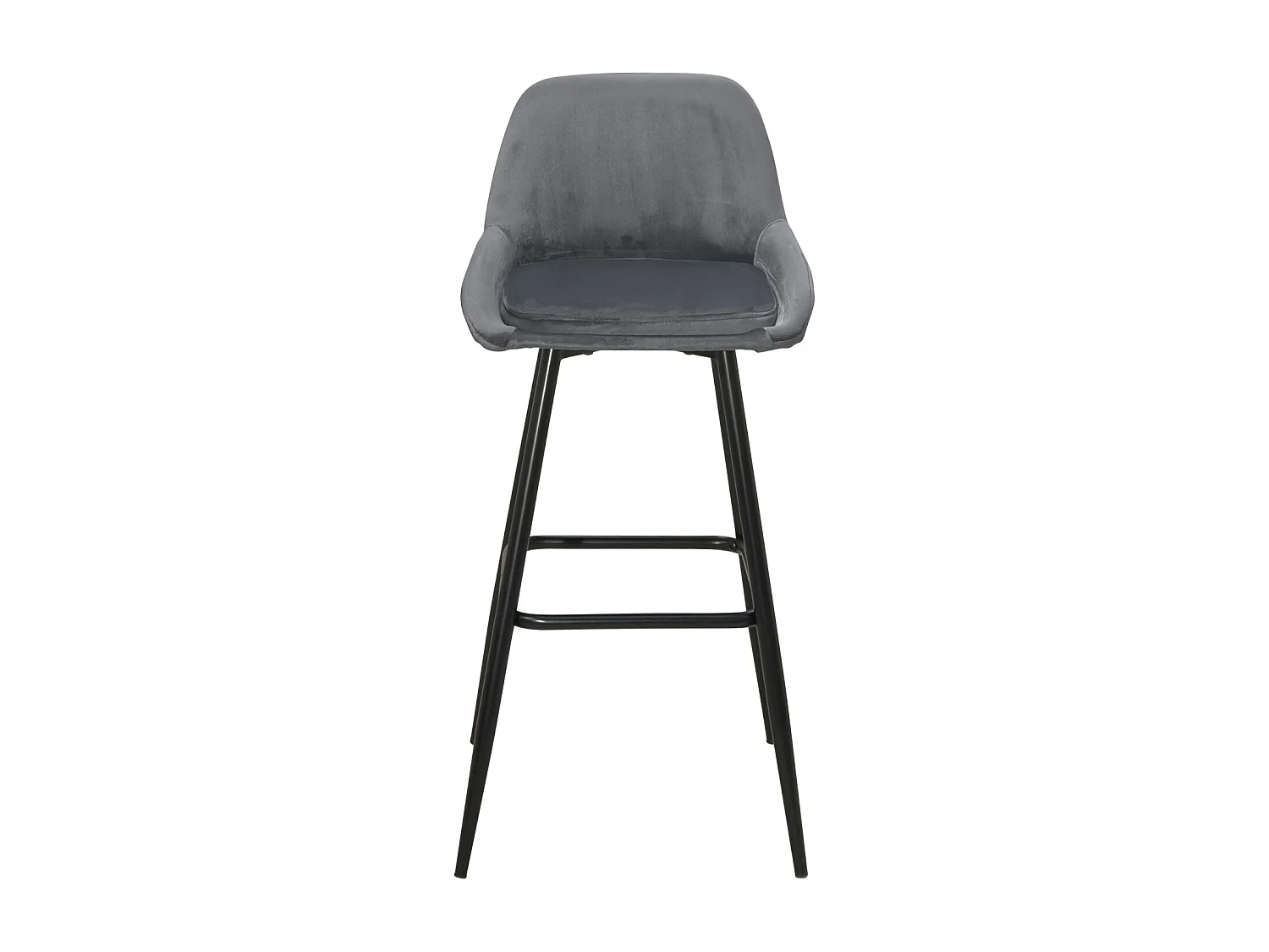 Tabourets de bar velours, lot de 2, pieds métal noir, hauteur d'assise 68 cm, MIRA (gris)