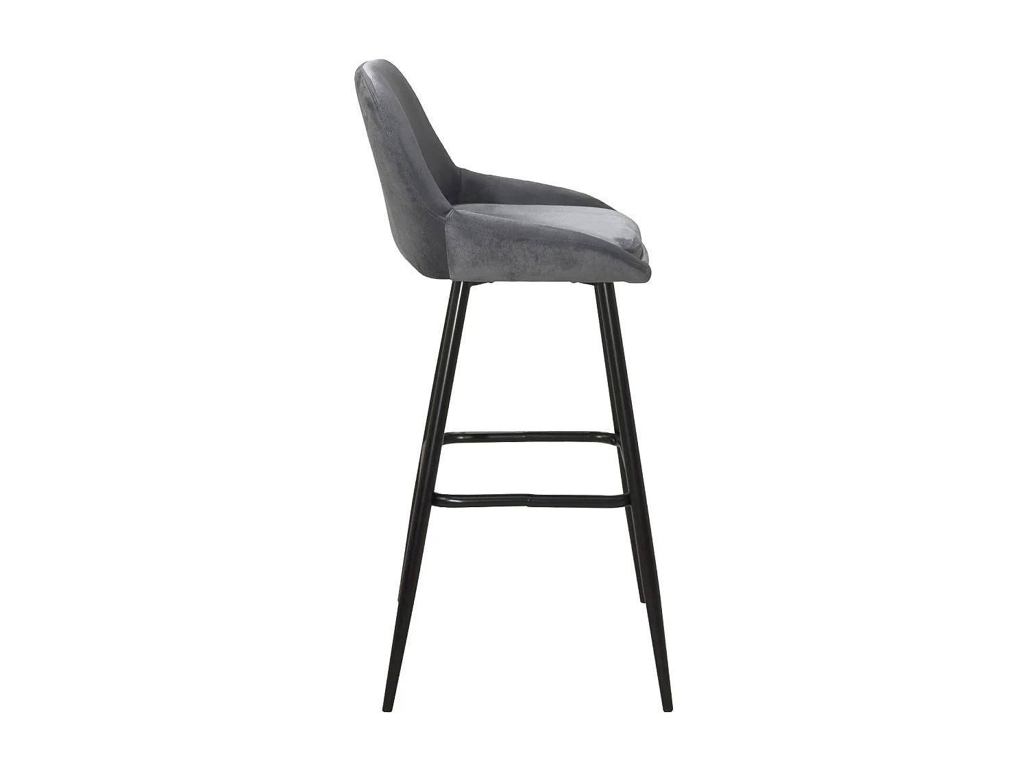 Tabourets de bar velours, lot de 2, pieds métal noir, hauteur d'assise 68 cm, MIRA (gris)
