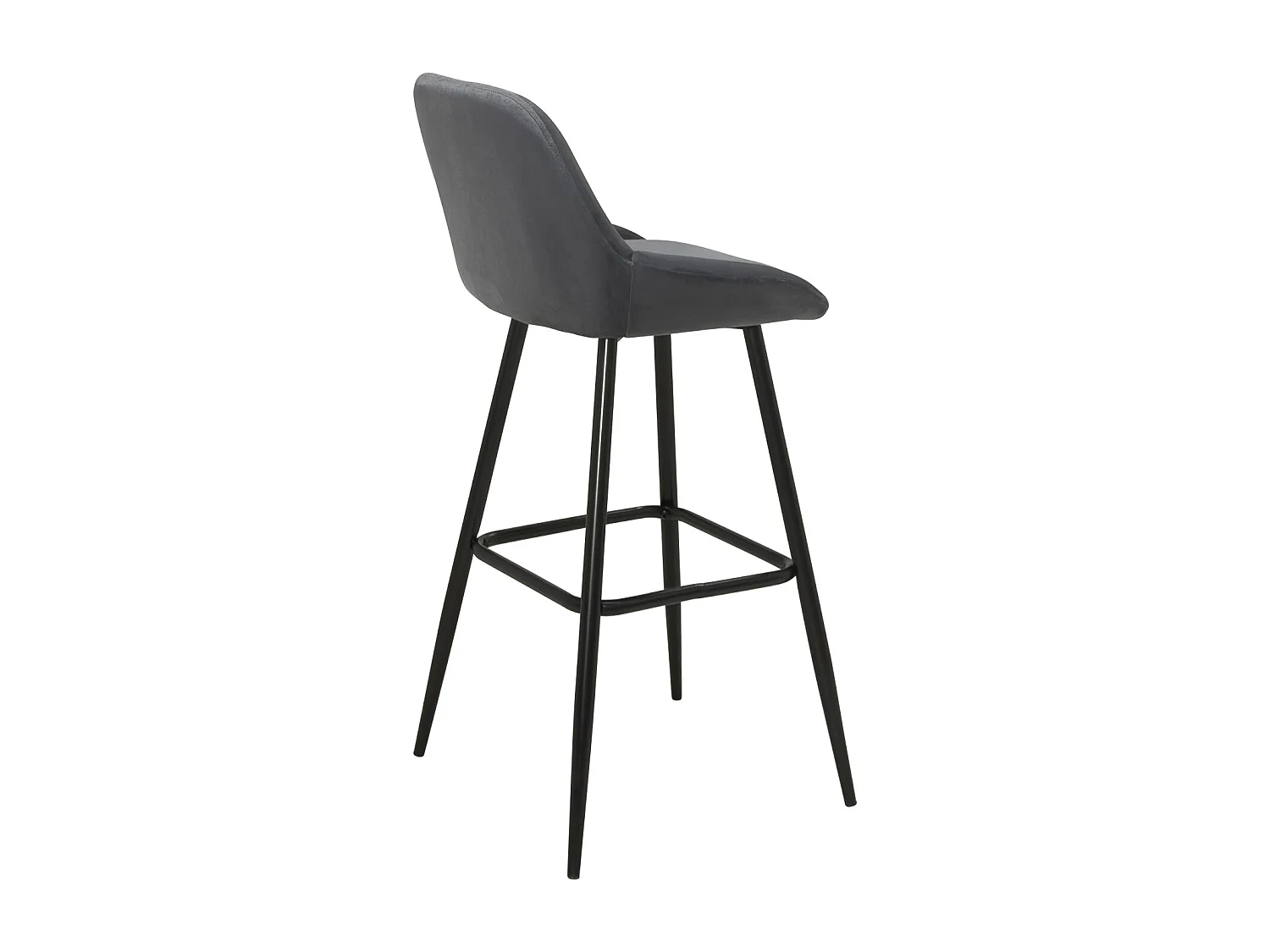 Tabourets de bar velours, lot de 2, pieds métal noir, hauteur d'assise 68 cm, MIRA (gris)