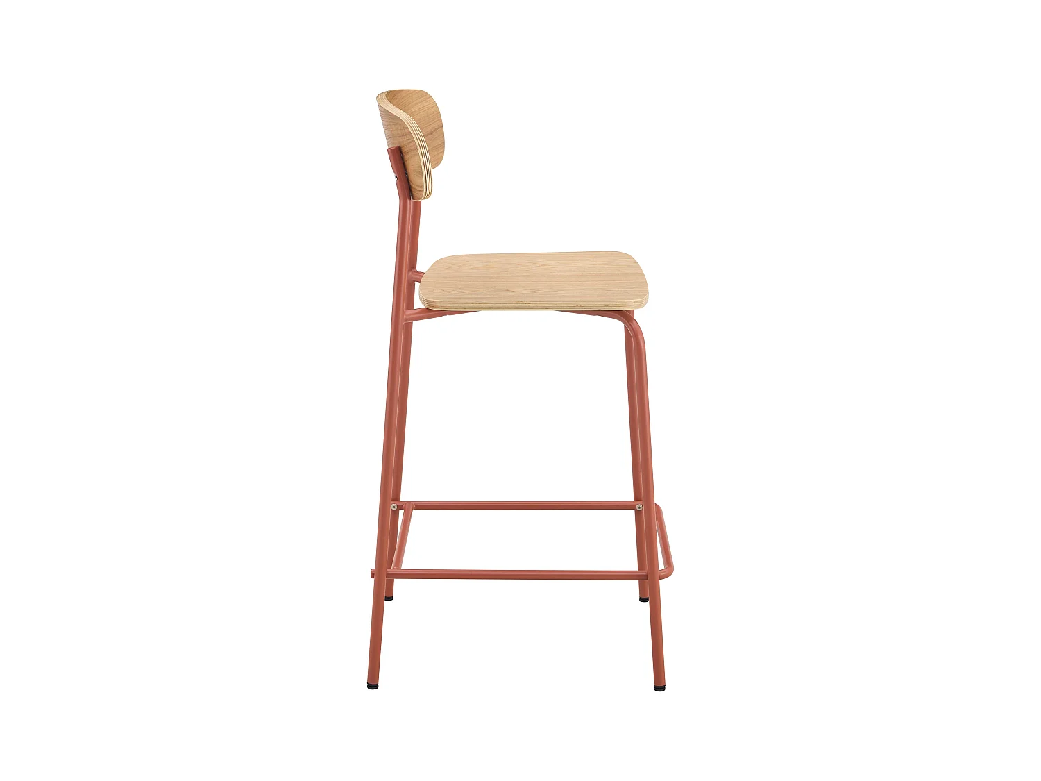 Set van 2 hoge stoelen van metaal en oranje hout