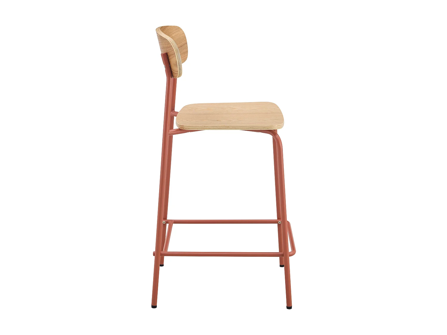 Lot de 2 chaises hautes en métal et bois orange
