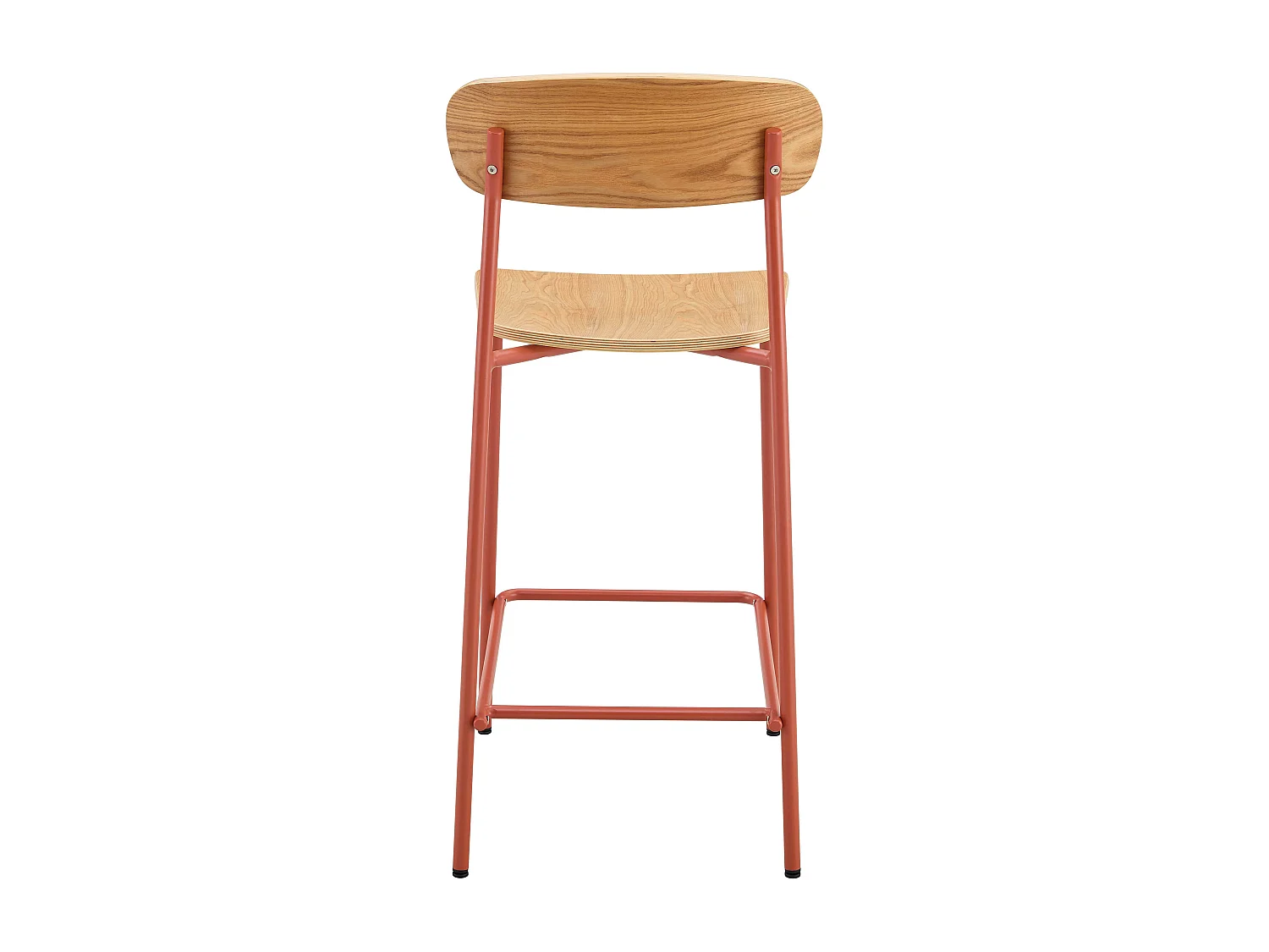 Lot de 2 chaises hautes en métal et bois orange