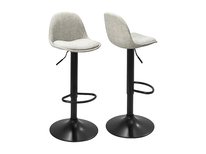 Tabourets de Bar Cuisine Design SIG+ - Lot de 2 Chaises De Bar Réglable (tissu Gris)