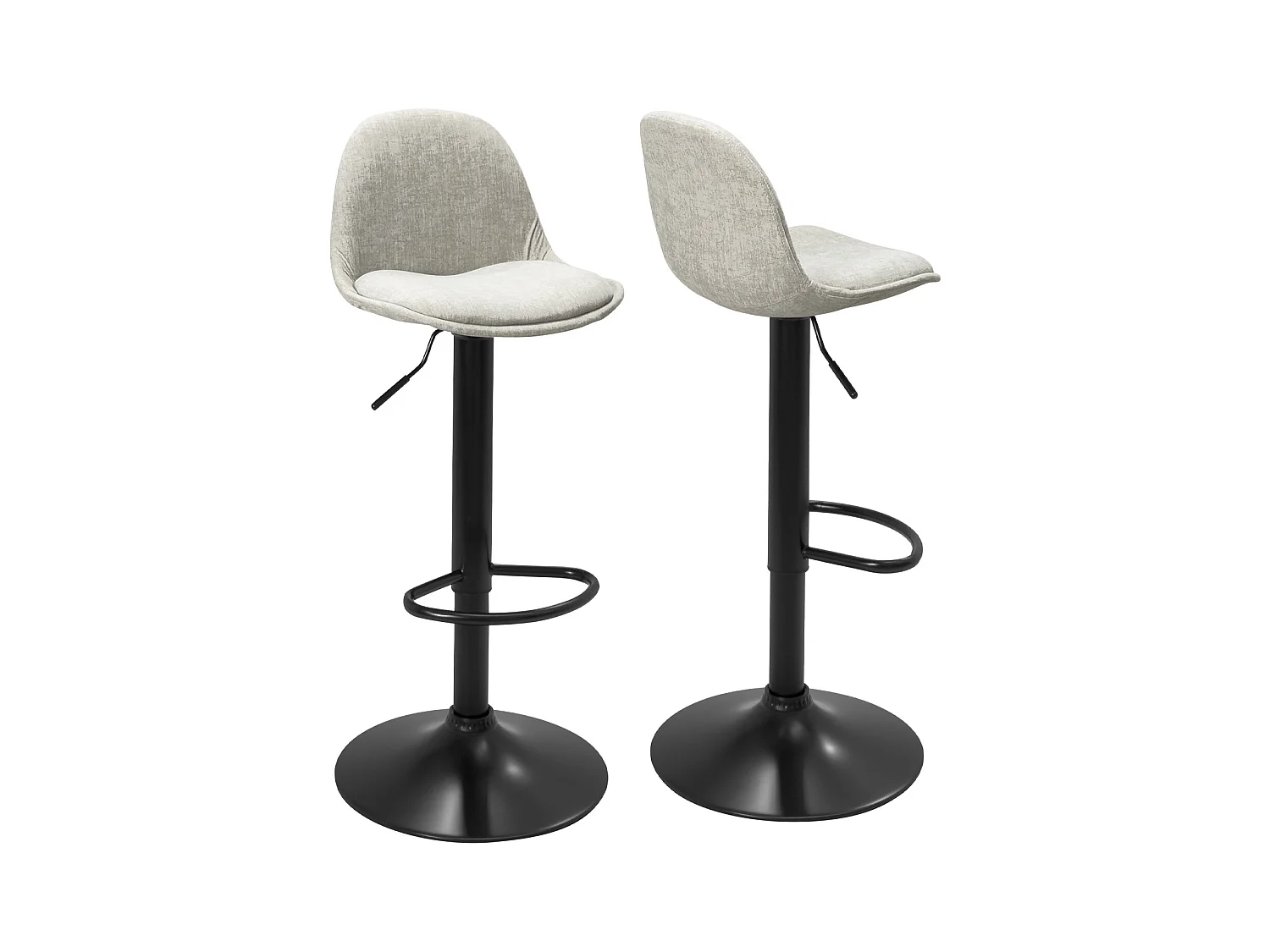 Tabourets de Bar Cuisine Design SIG+ - Lot de 2 Chaises De Bar Réglable (tissu Gris)