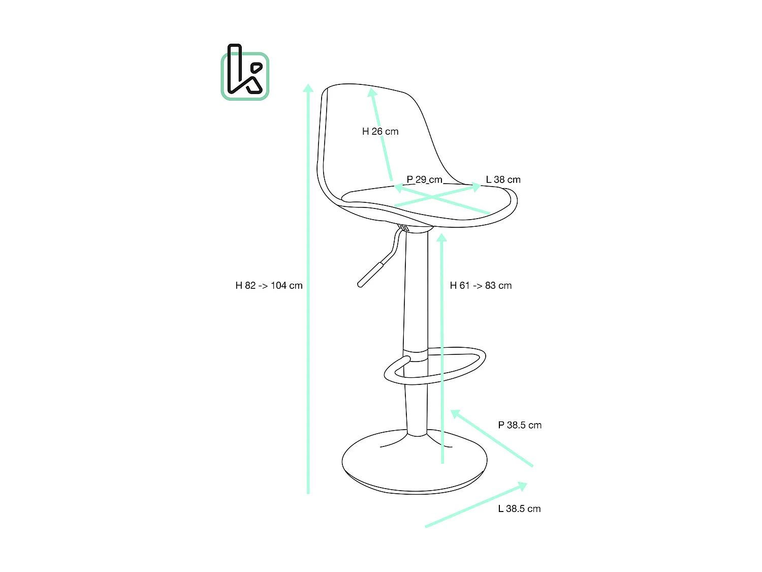 Tabourets de Bar Cuisine Design SIG+ - Lot de 2 Chaises De Bar Réglable (tissu Gris)