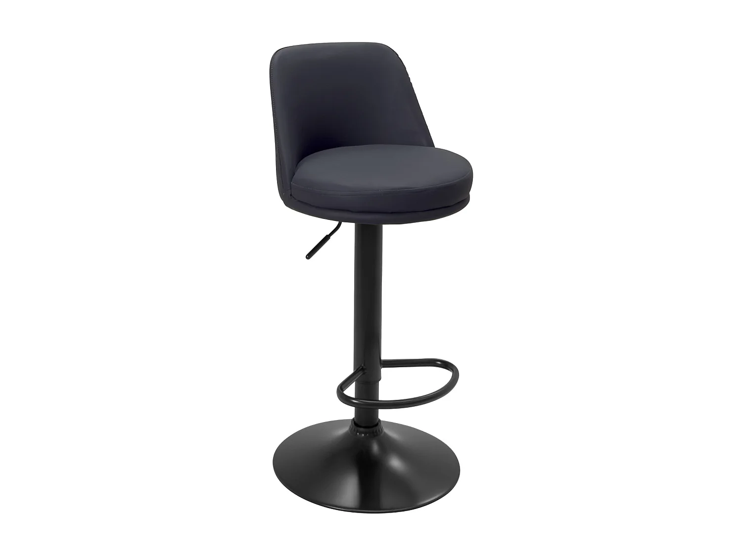 Lot de 2 tabourets de bar, assise ronde, haut dossier, réglable, pivotant RIF (noir)