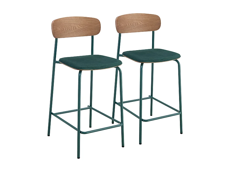 Lot de 2 chaises hautes en bois vert kaki